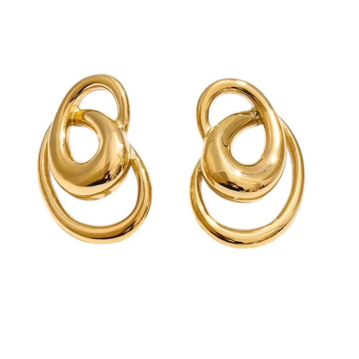 Elara Gold Sculptural Stainless Steel Drop Earrings